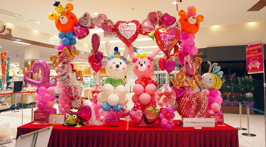 ショッピングモールのバレンタイン装飾事例